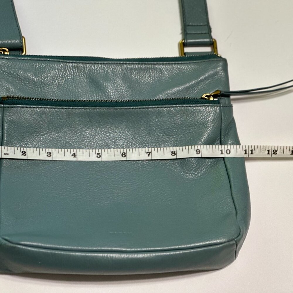 Fossil Explorer Leather Crossbody Bag Teal Blue 11x9x2.5" – Excellent Pre-Owned - Picture 12 of 16